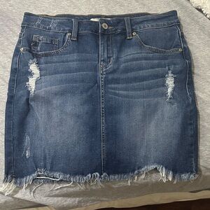 Denim Distressed Skirt